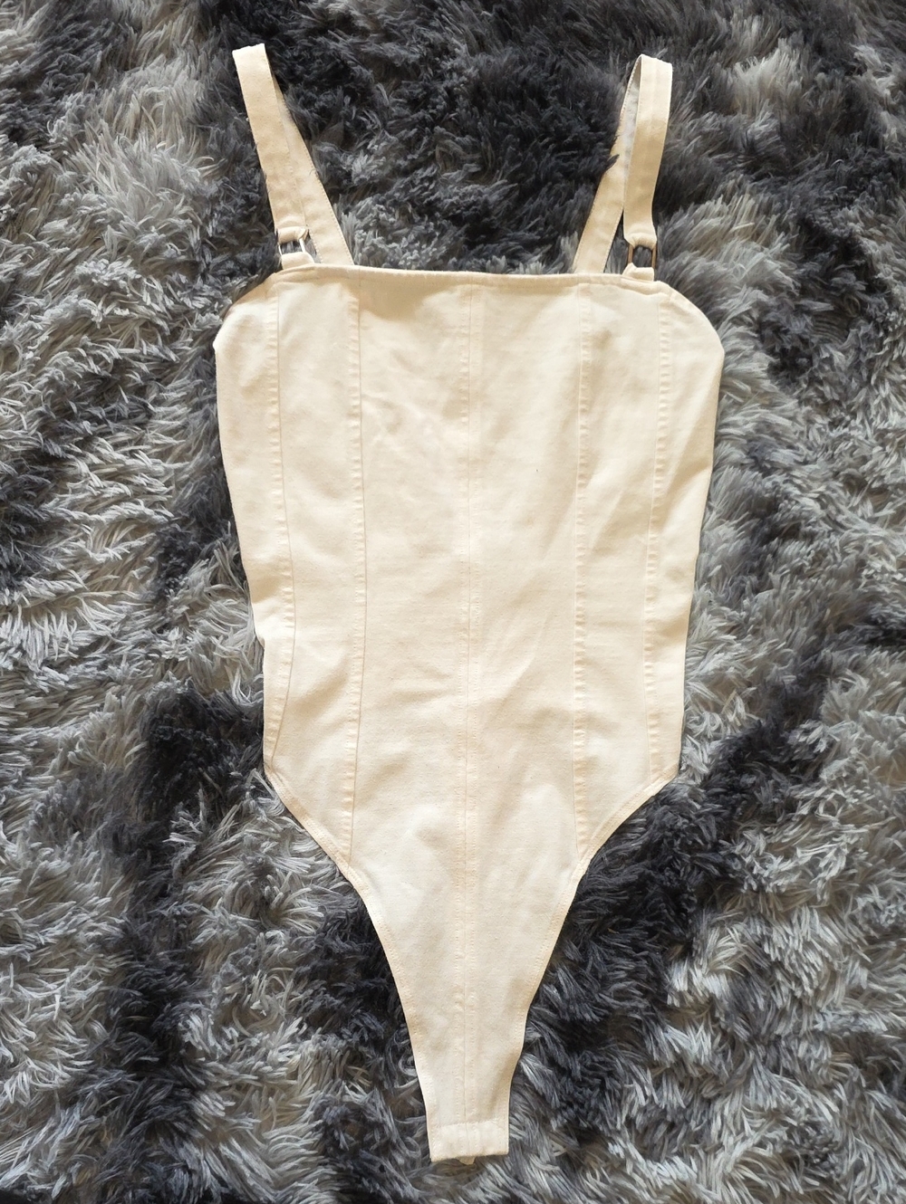 H&M Cream Square-Neck Bodysuit with Adjustable Straps